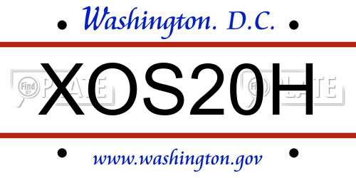 XOS20H District Of Columbia License Plate