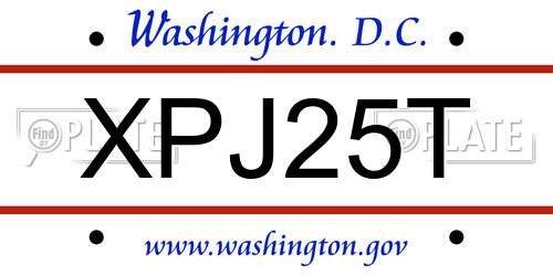 XPJ25T District Of Columbia License Plate