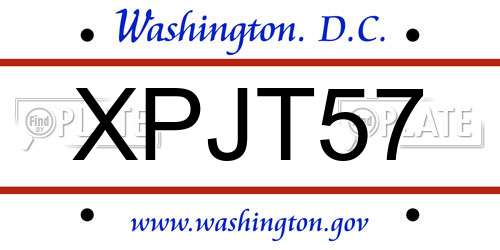 XPJT57 District Of Columbia License Plate