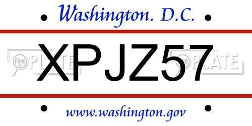 XPJZ57 District Of Columbia License Plate