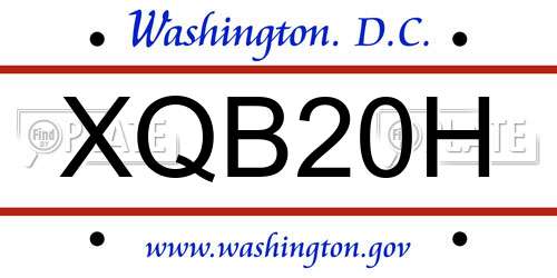 XQB20H District Of Columbia License Plate