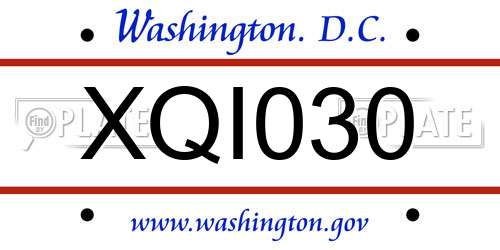XQI030 District Of Columbia License Plate