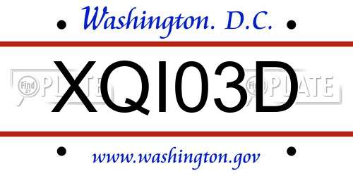 XQI03D District Of Columbia License Plate