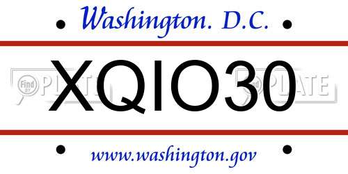 XQIO30 District Of Columbia License Plate