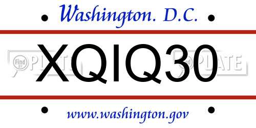 XQIQ30 District Of Columbia License Plate