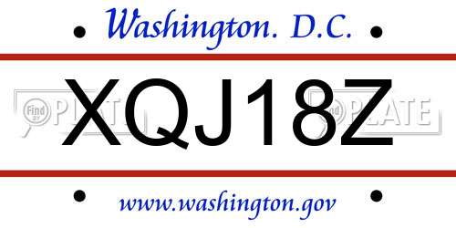 XQJ18Z District Of Columbia License Plate
