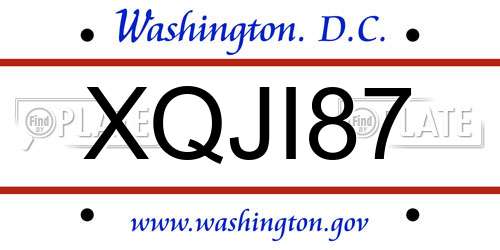 XQJI87 District Of Columbia License Plate
