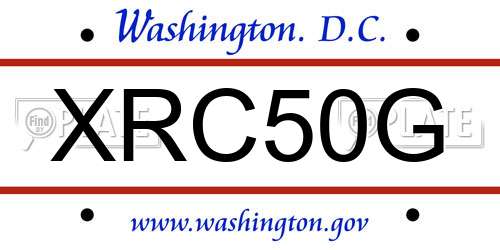 XRC50G District Of Columbia License Plate