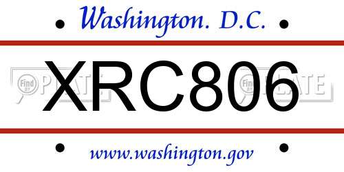 XRC806 District Of Columbia License Plate