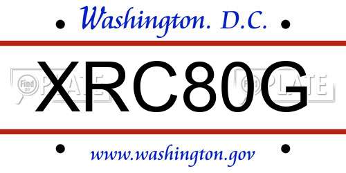 XRC80G District Of Columbia License Plate