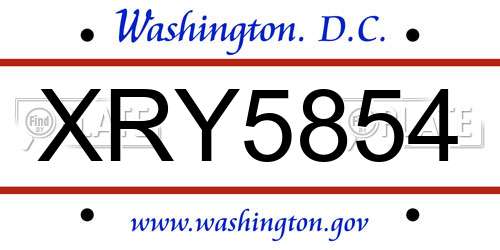 XRY5854 District Of Columbia License Plate