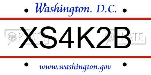 XS4K2B District Of Columbia License Plate