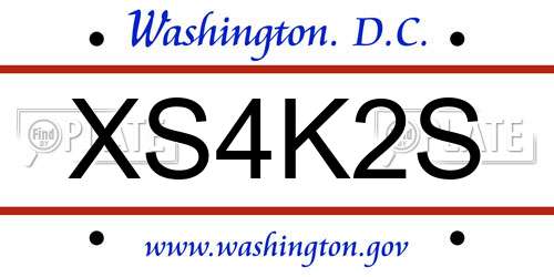 XS4K2S District Of Columbia License Plate