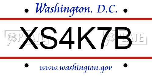 XS4K7B District Of Columbia License Plate