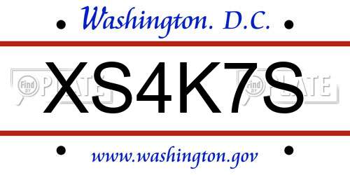 XS4K7S District Of Columbia License Plate