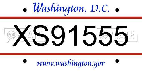 XS91555 District Of Columbia License Plate