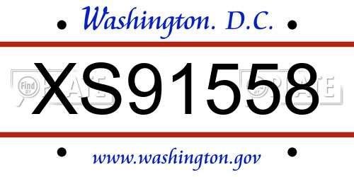 XS91558 District Of Columbia License Plate