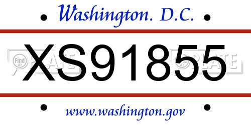 XS91855 District Of Columbia License Plate
