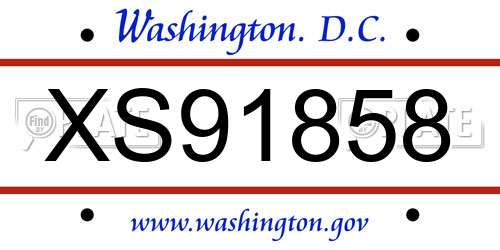XS91858 District Of Columbia License Plate