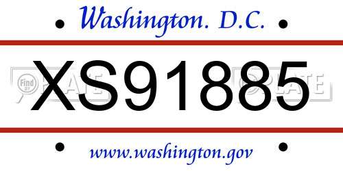 XS91885 District Of Columbia License Plate