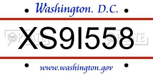 XS9I558 District Of Columbia License Plate
