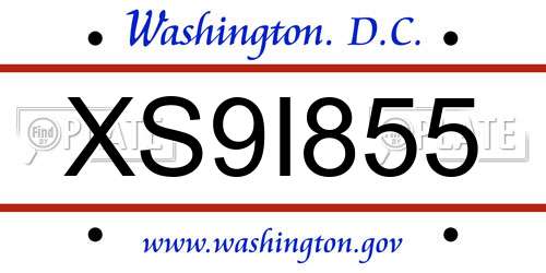XS9I855 District Of Columbia License Plate