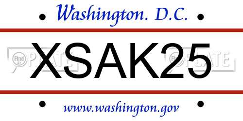 XSAK25 District Of Columbia License Plate