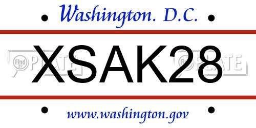 XSAK28 District Of Columbia License Plate