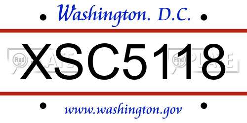 XSC5118 District Of Columbia License Plate