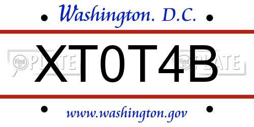 XT0T4B District Of Columbia License Plate