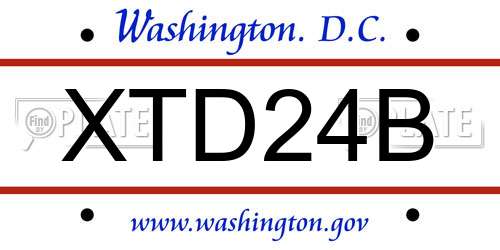 XTD24B District Of Columbia License Plate