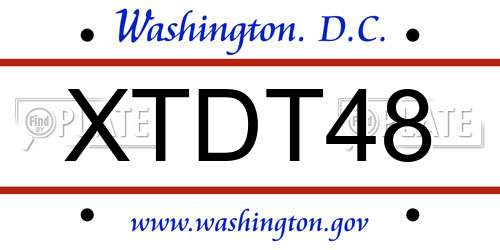 XTDT48 District Of Columbia License Plate