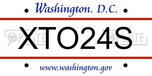 XTO24S District Of Columbia License Plate
