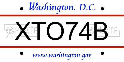 XTO74B District Of Columbia License Plate