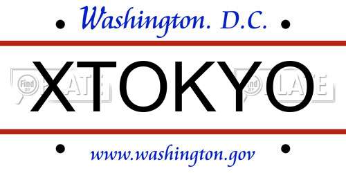 XTOKYO District Of Columbia License Plate