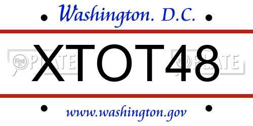 XTOT48 District Of Columbia License Plate