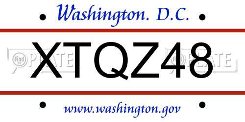 XTQZ48 District Of Columbia License Plate