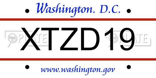 XTZD19 District Of Columbia License Plate