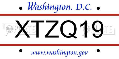 XTZQ19 District Of Columbia License Plate