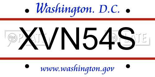 XVN54S District Of Columbia License Plate