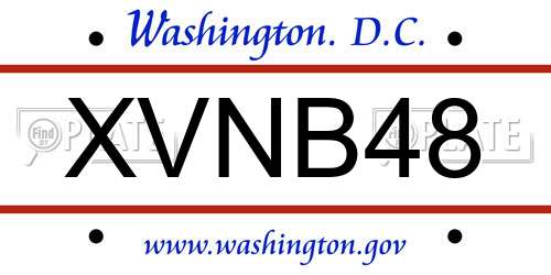 XVNB48 District Of Columbia License Plate