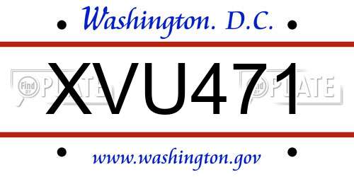 XVU471 District Of Columbia License Plate