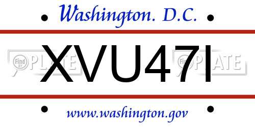 XVU47I District Of Columbia License Plate