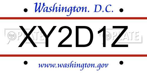 XY2D1Z District Of Columbia License Plate