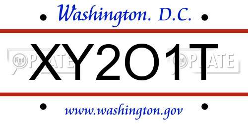 XY2O1T District Of Columbia License Plate