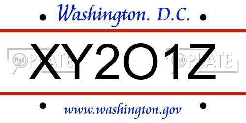 XY2O1Z District Of Columbia License Plate