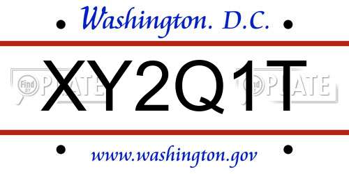 XY2Q1T District Of Columbia License Plate