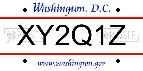XY2Q1Z District Of Columbia License Plate