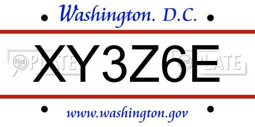 XY3Z6E District Of Columbia License Plate