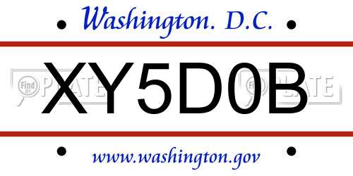 XY5D0B District Of Columbia License Plate